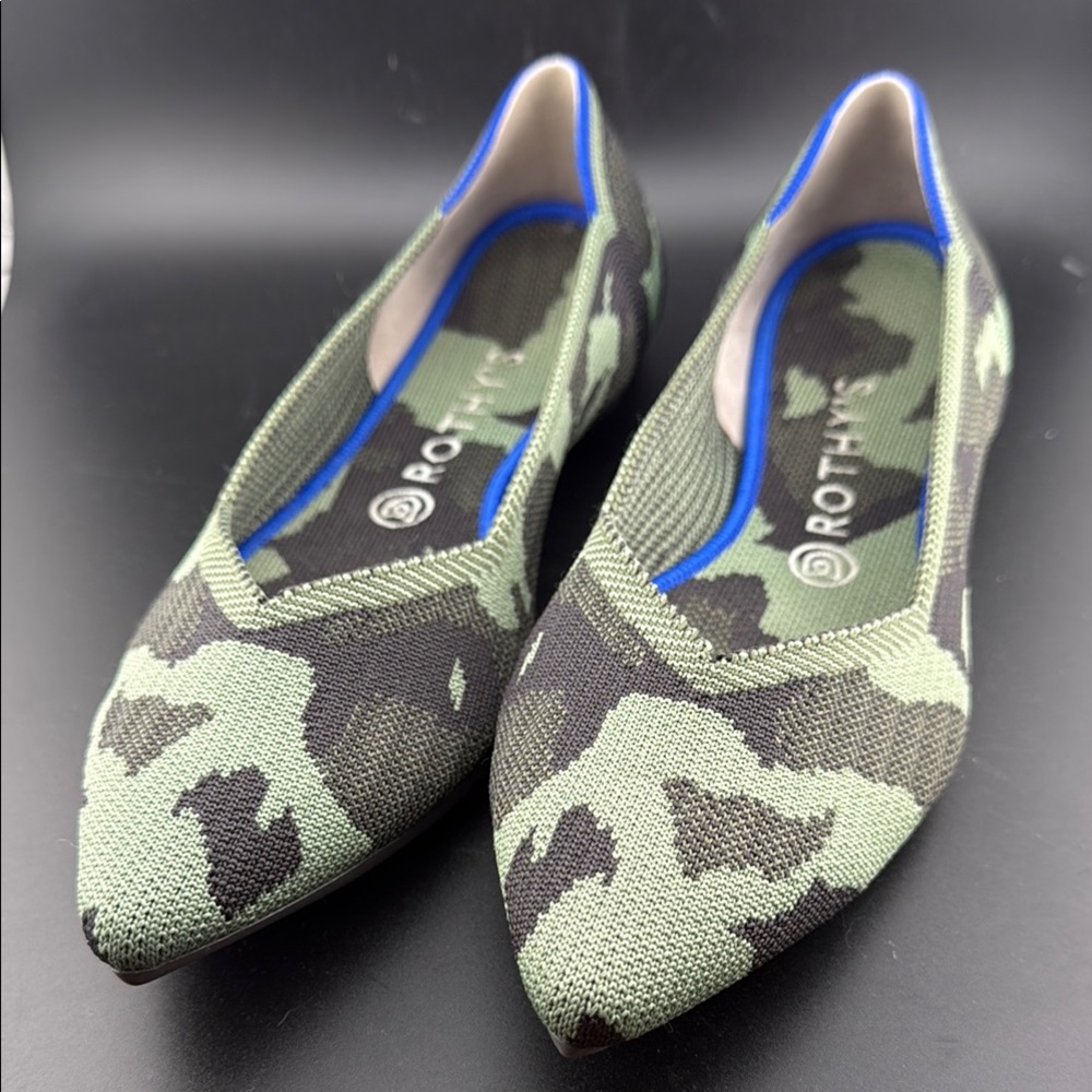 Rothy's Green and Black Flats with Camouflage Design - Picture 1 of 5
